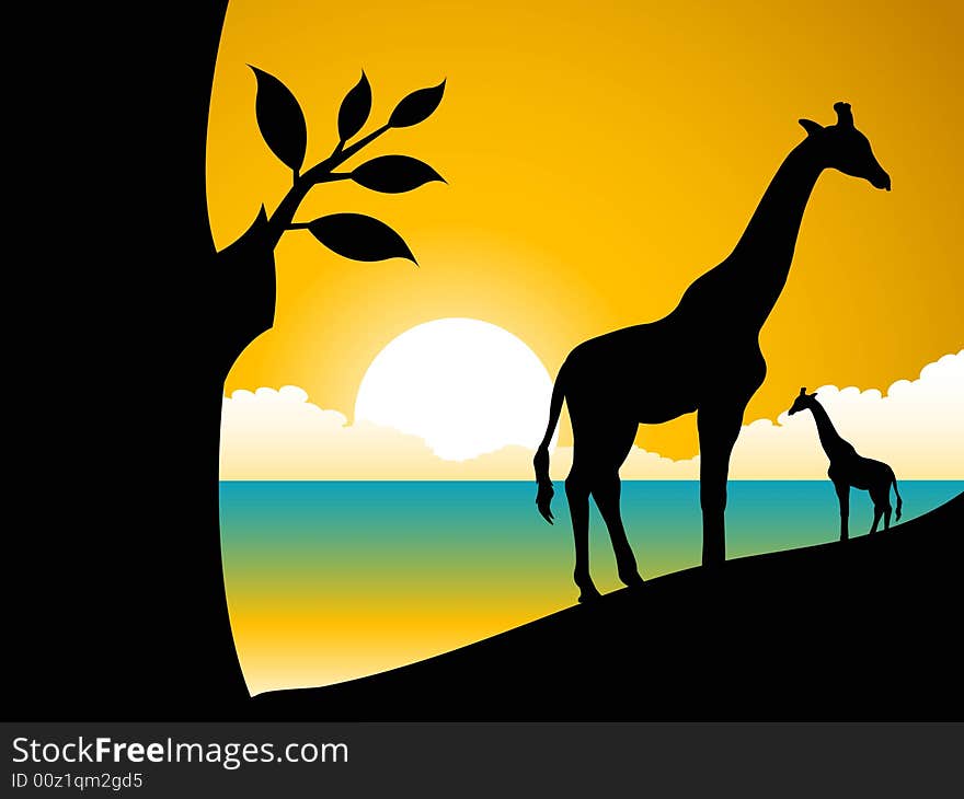 Giraffe and tree