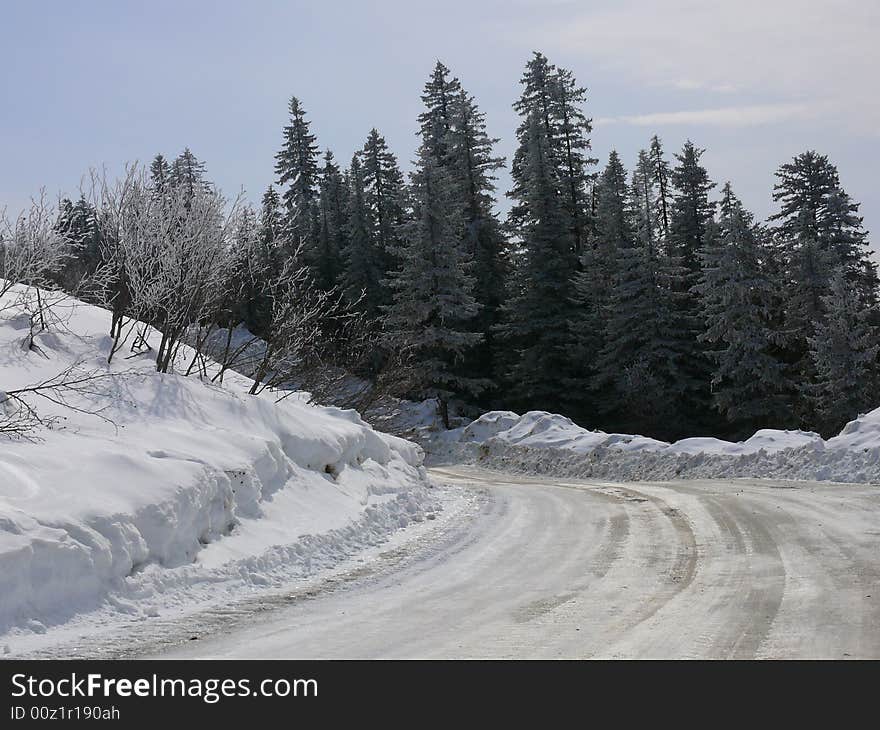 Photos of winter wood in mountains are made in Russia. Photos of winter wood in mountains are made in Russia