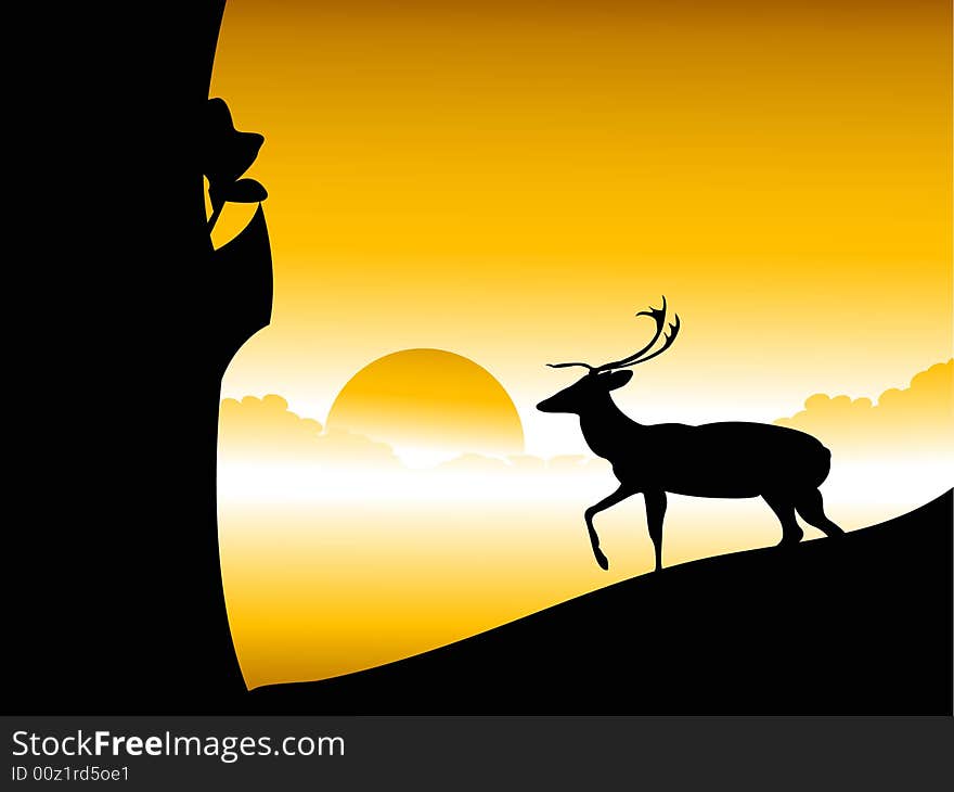 Reindeer And Tree