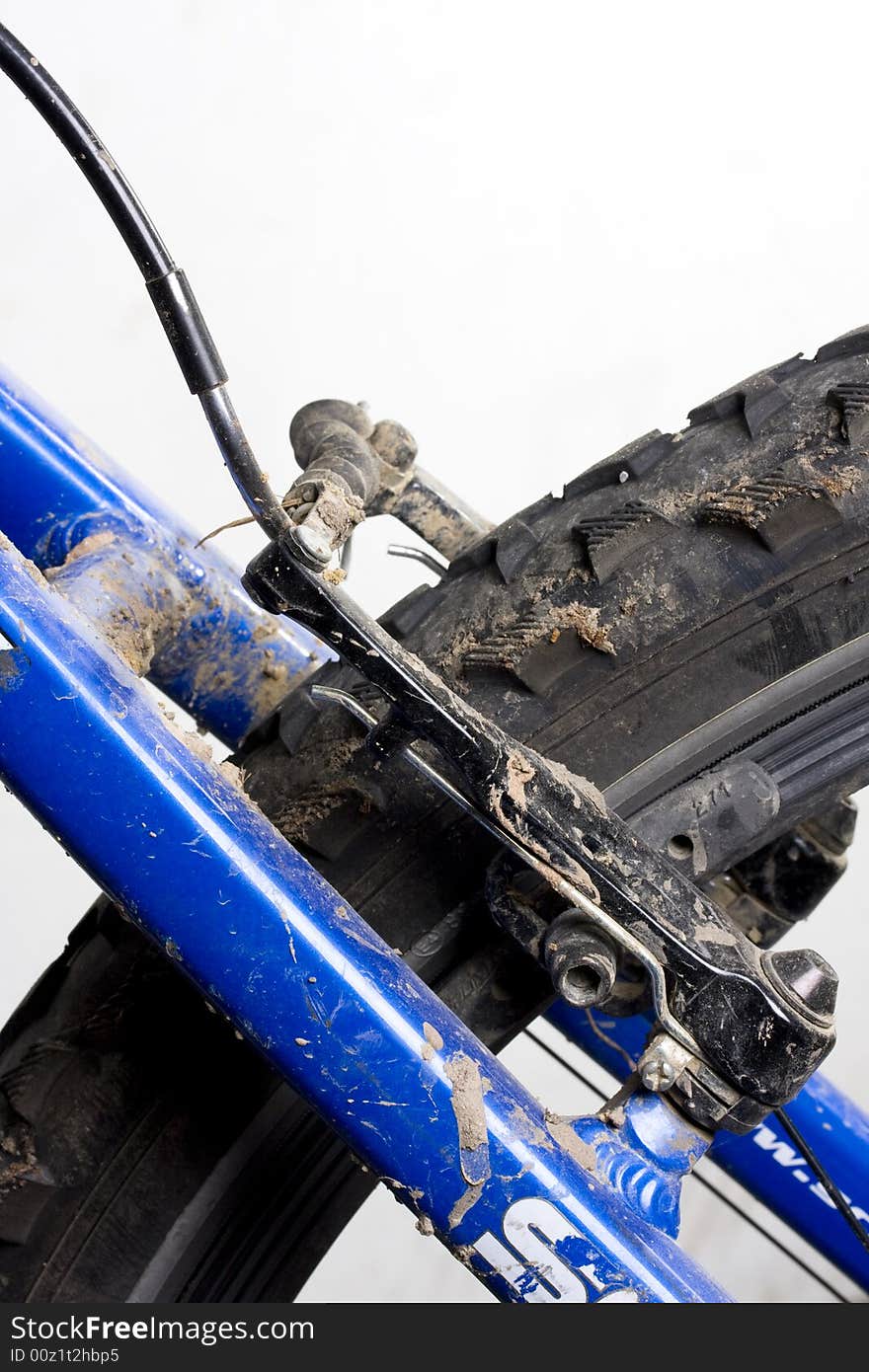 Detail of the brake on a mountain bike. Detail of the brake on a mountain bike