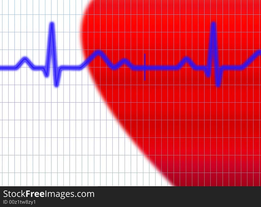 Cardiogram illustration with grid background