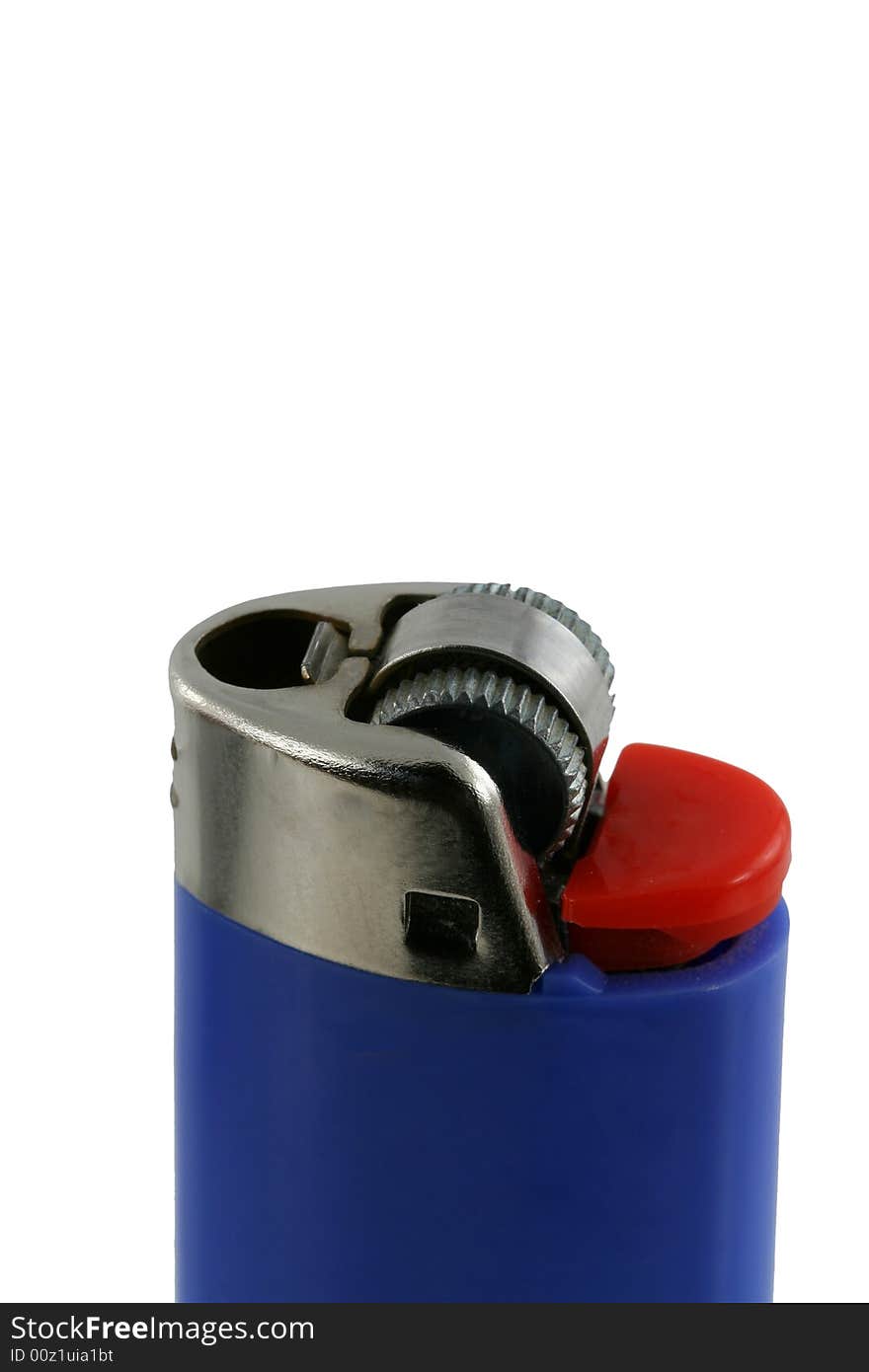 A Isolated blue cigarette lighter on white