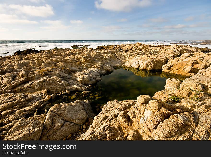 Rocky Beach Scene on Spring Day