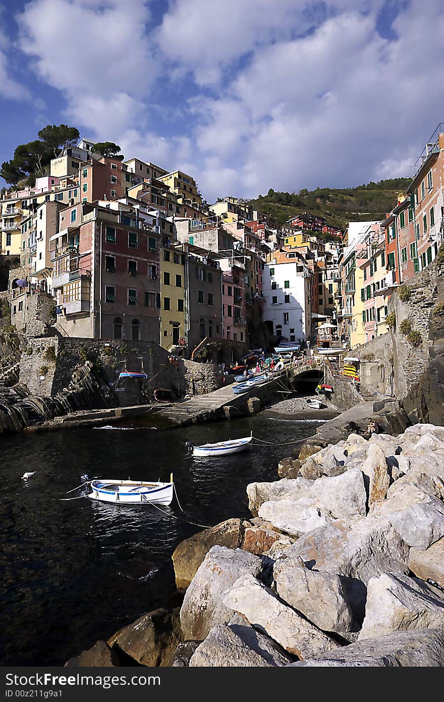 The village of Riomaggiore.Cinqueterre