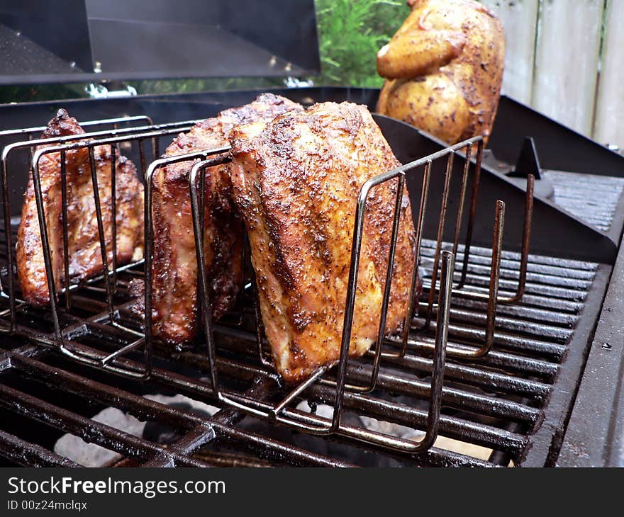 Grilled - Rack Of Pork Ribs On The Grill