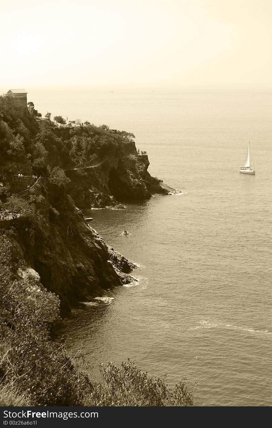 Sea and landscape in the Cinque Terre in Liguria, Italy. Cinque Terre is humanity's world patrimony.