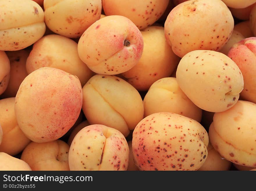 Apricots heap on a street market