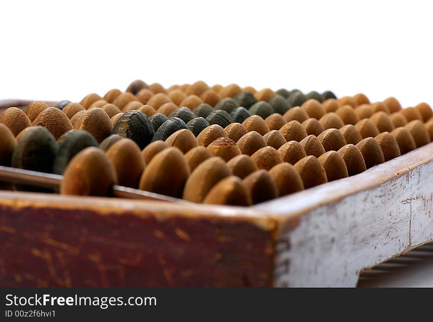 Old  wood abacus isolated on white. Old  wood abacus isolated on white