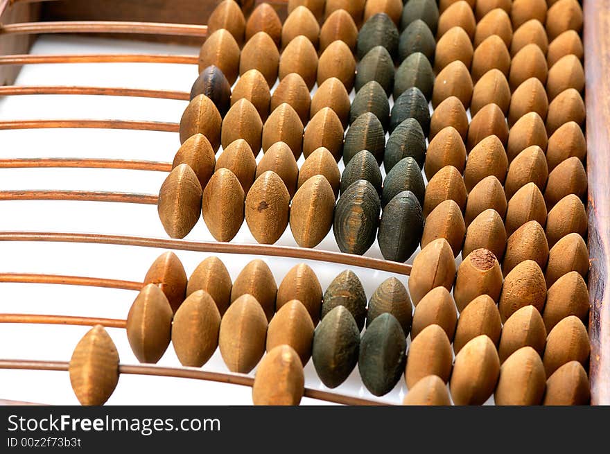 Old  wood abacus isolated on white. Old  wood abacus isolated on white