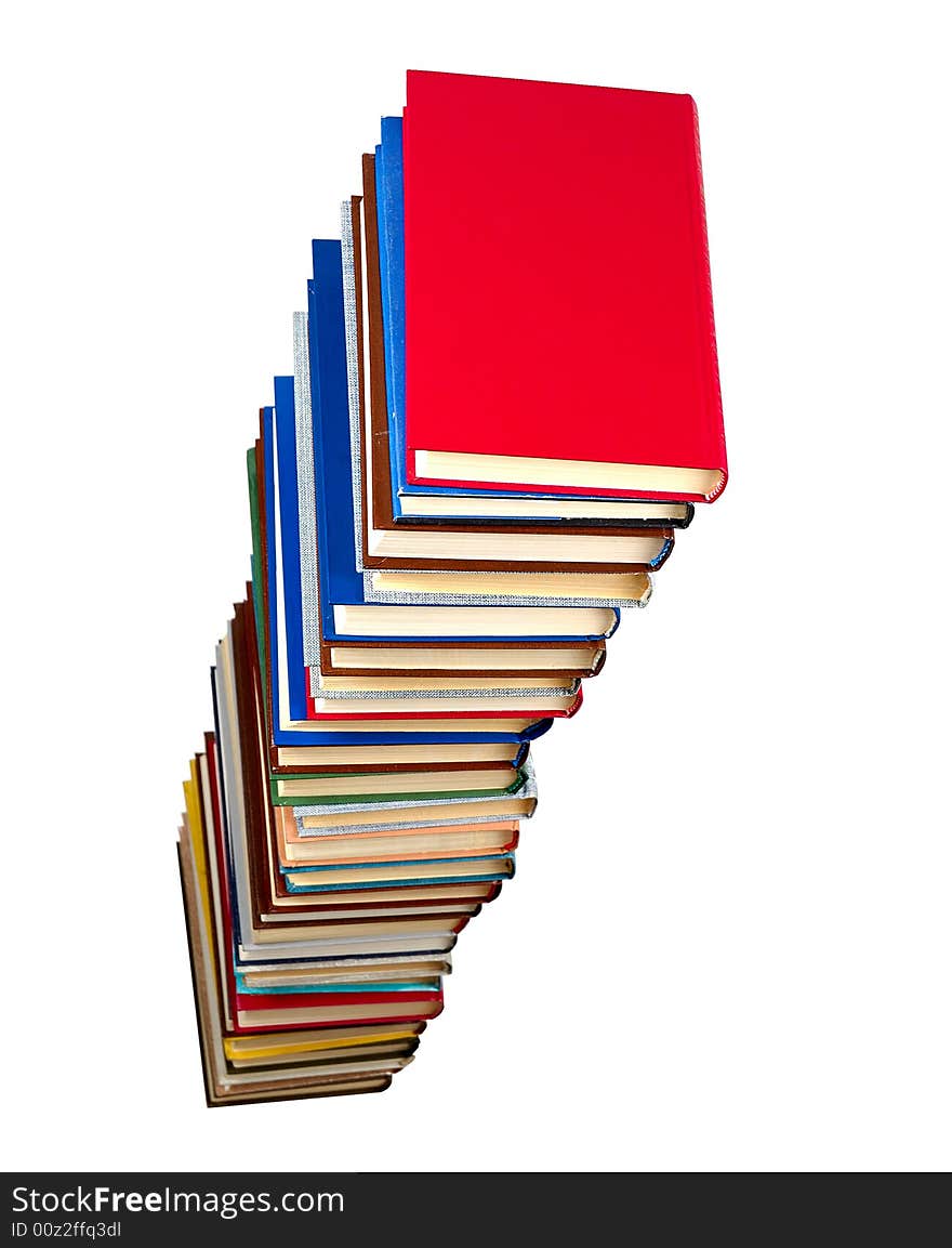 High stack of books