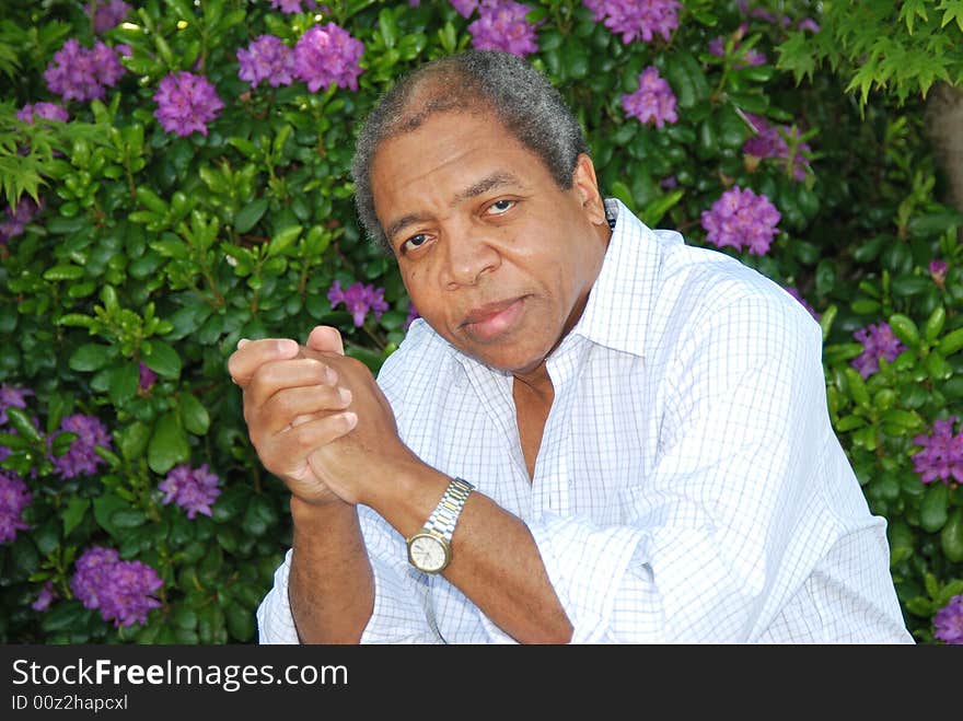 Portrait of a african american male outside.