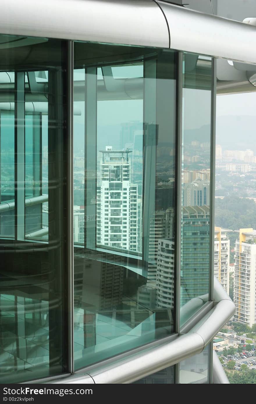 City view from the top of The Petronas Twin Towers in Kuala Lumpur, Malaysia - travel and tourism.