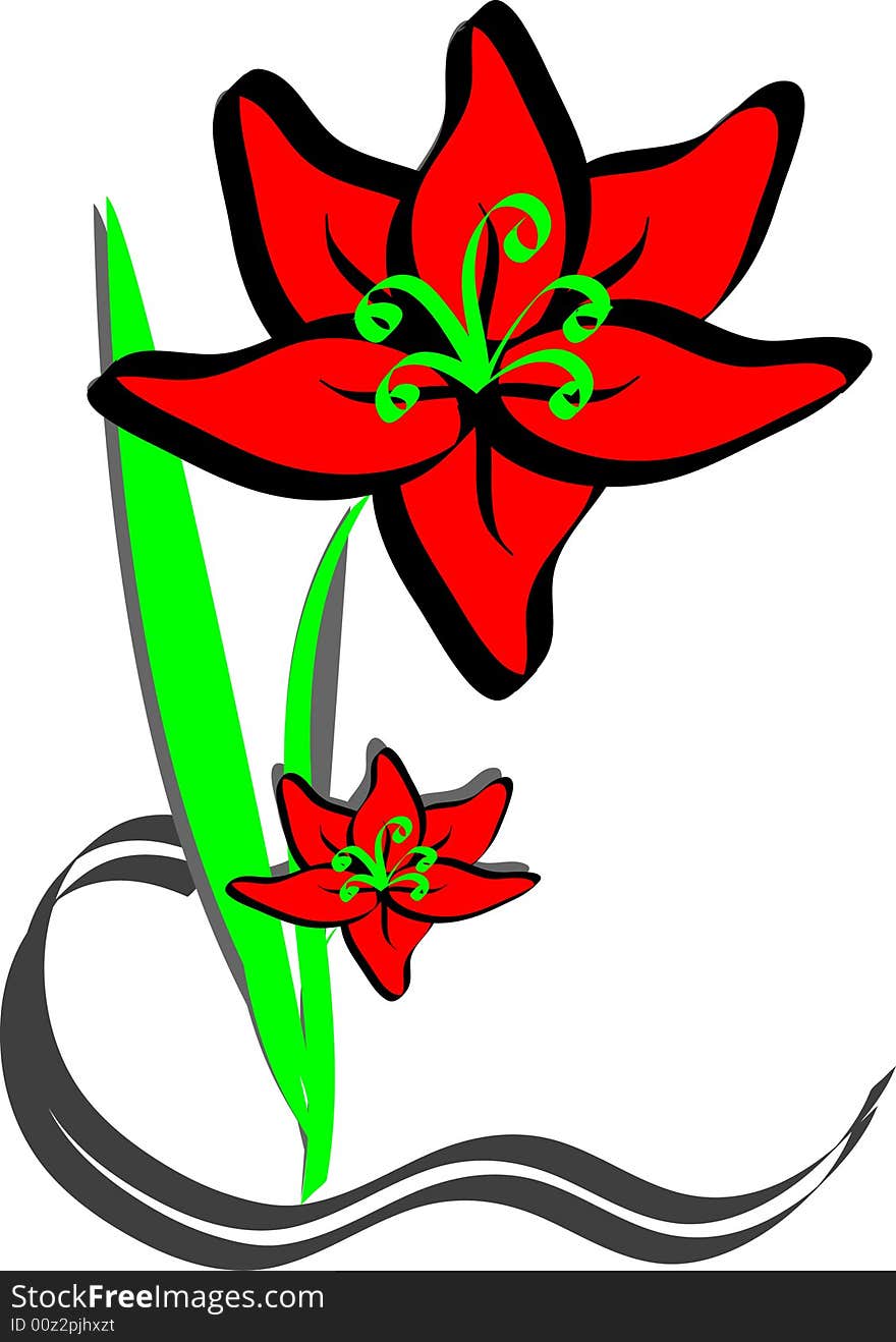 Illustration of a red flower. Illustration of a red flower