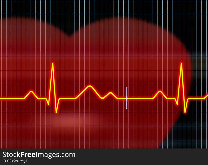 Cardiogram illustration with grid background