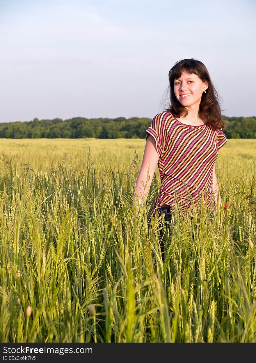 Beautiful Smiling Teen Girl in Wheat Field. Beautiful Smiling Teen Girl in Wheat Field