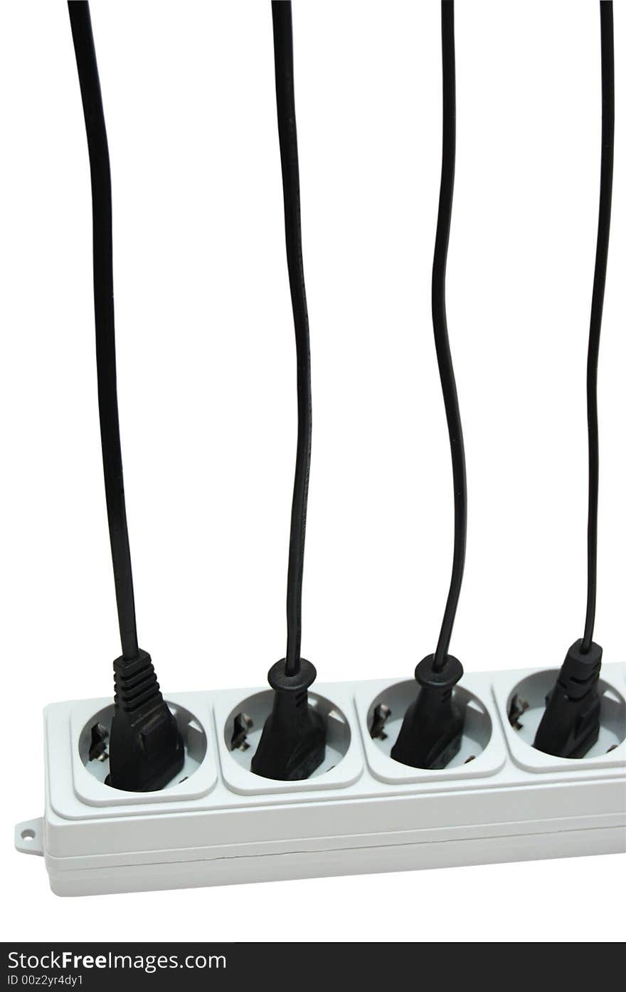 Sockets and plugs isolated on a white background