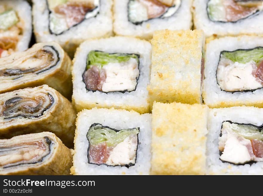 � wide variety of different rolls and sushi