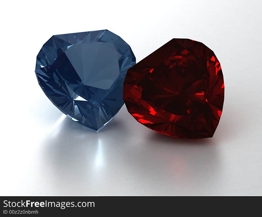 Two hearts of rubi and topaz