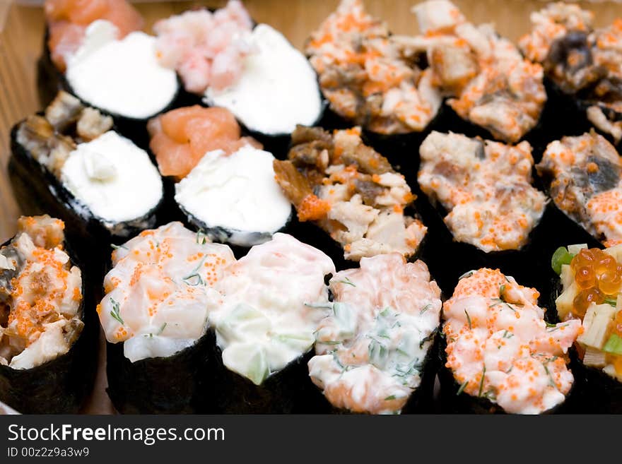 � wide variety of different sushi