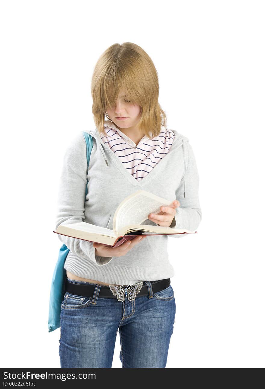 The young student isolated on a white