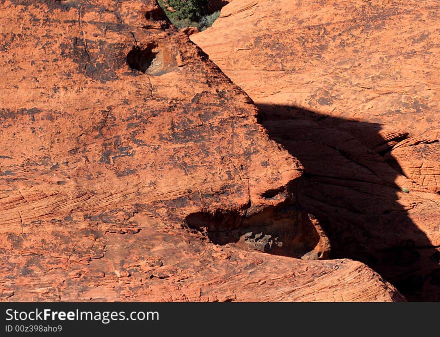 Human featured rock formation in Red Rock Canyon State Park. Human featured rock formation in Red Rock Canyon State Park.