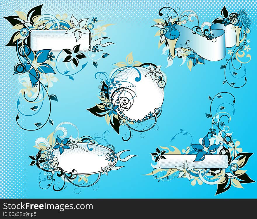 Floral frame collection, vector illustration, EPS file included. Floral frame collection, vector illustration, EPS file included