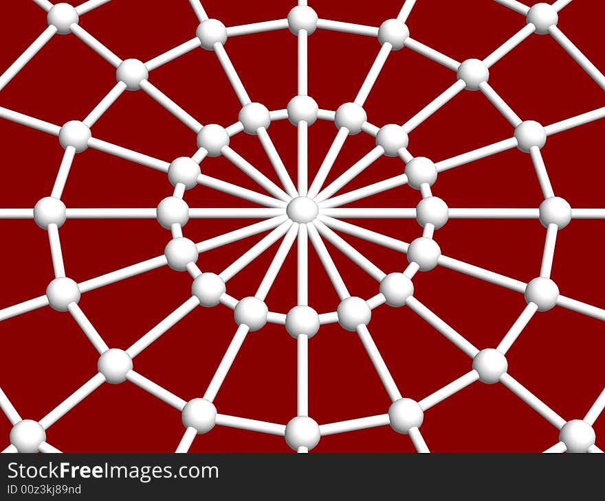 3d spider web and joint isolated on red background