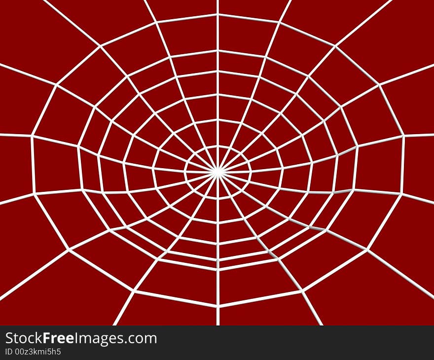 3d spider web isolated on red background