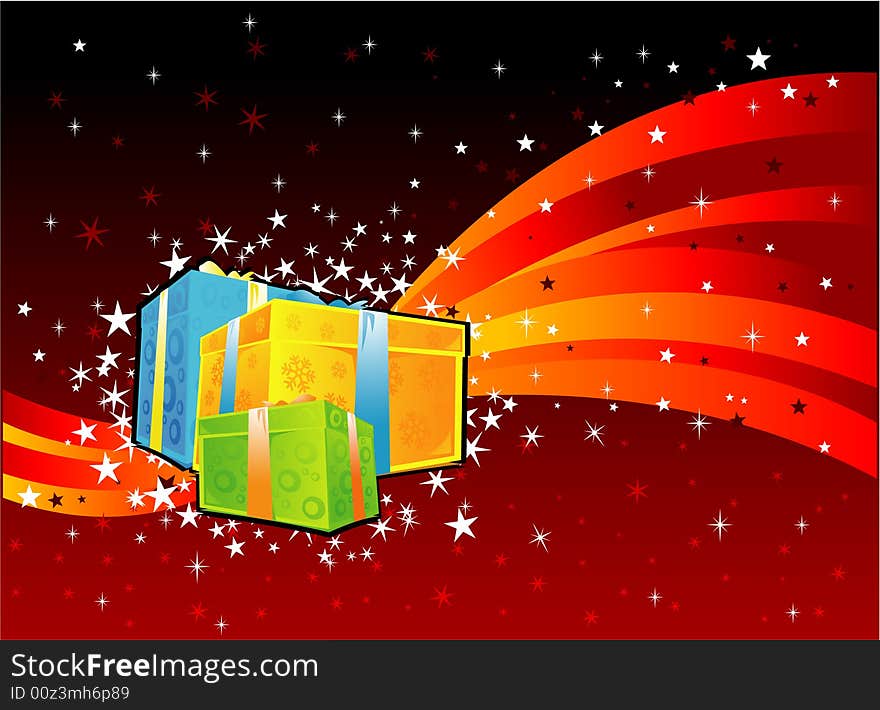 Gift Box in CHristmas Background