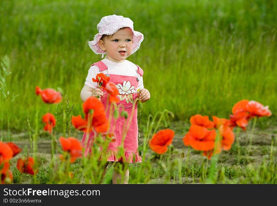 Baby-girl With Red Flower