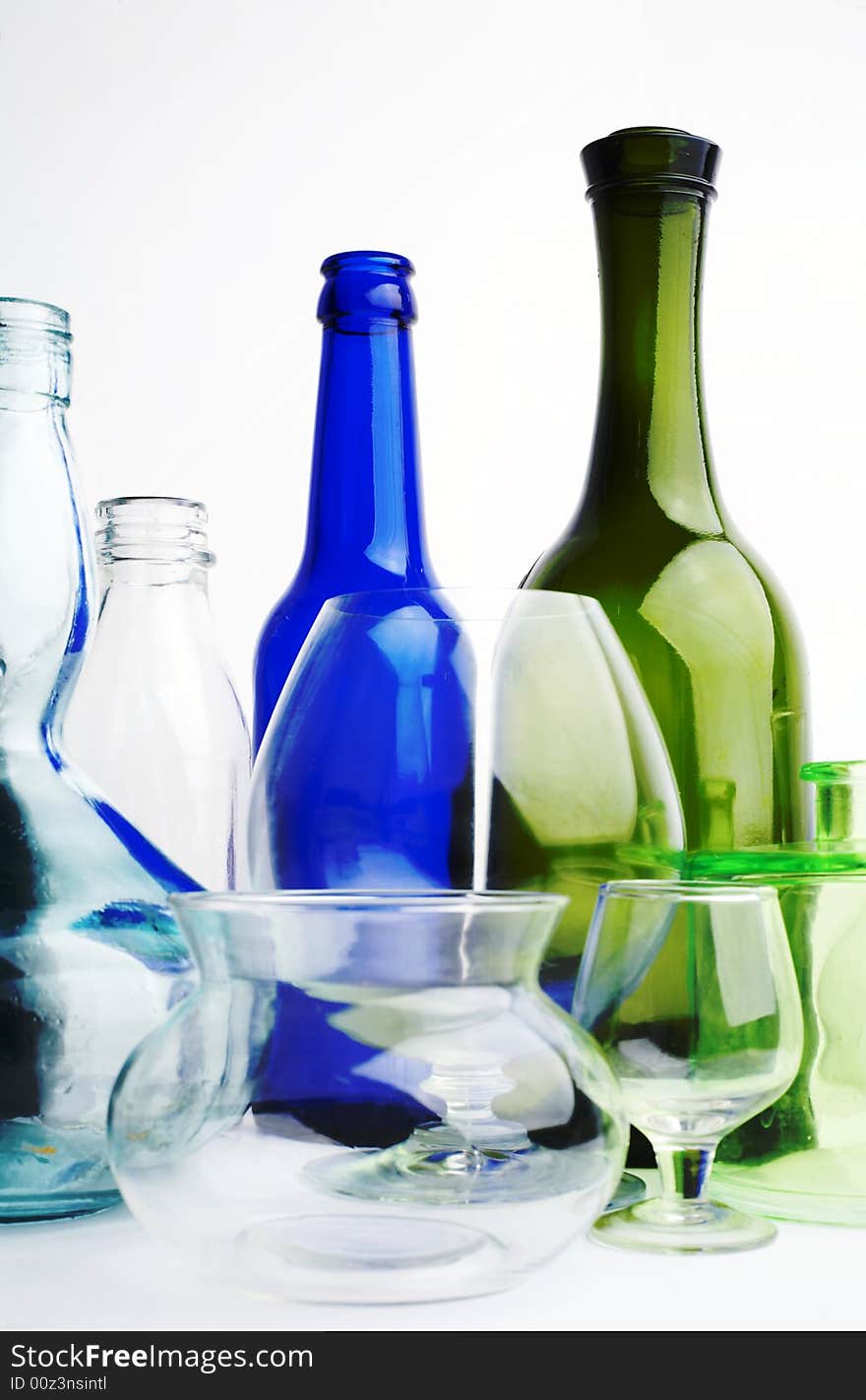 An image of bottles of wine on white background