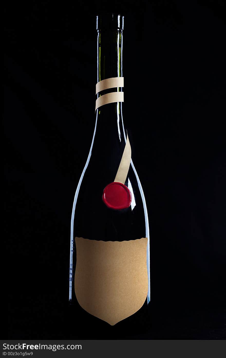 An image of bottle of wine on black background