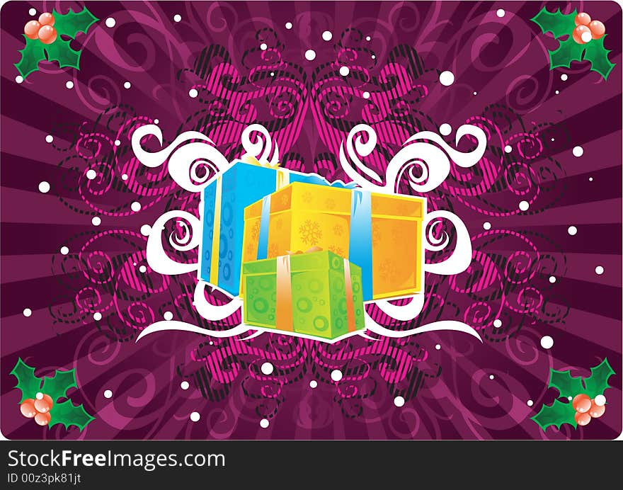 Gift Box in CHristmas Background