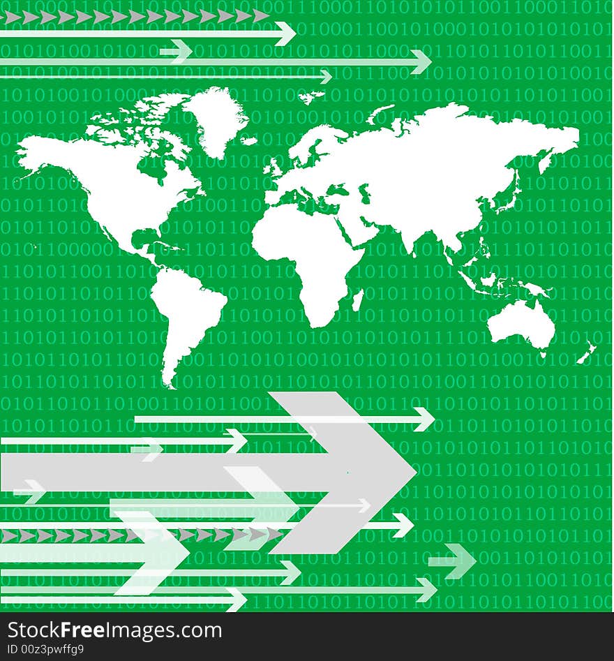 World map with arrows, vector illustration