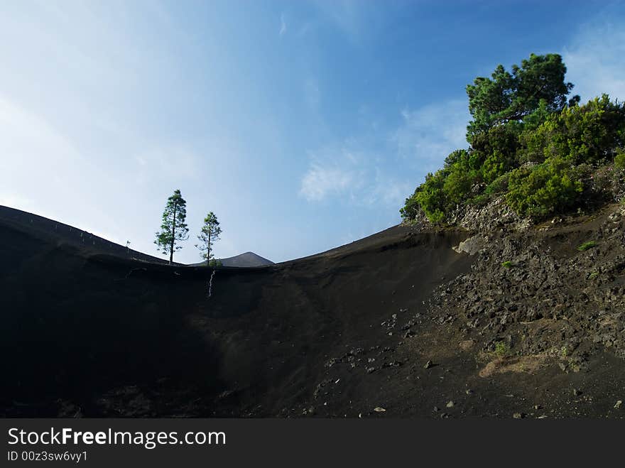 Black volcano landscape in La Palma Canary Islands (el pilar)