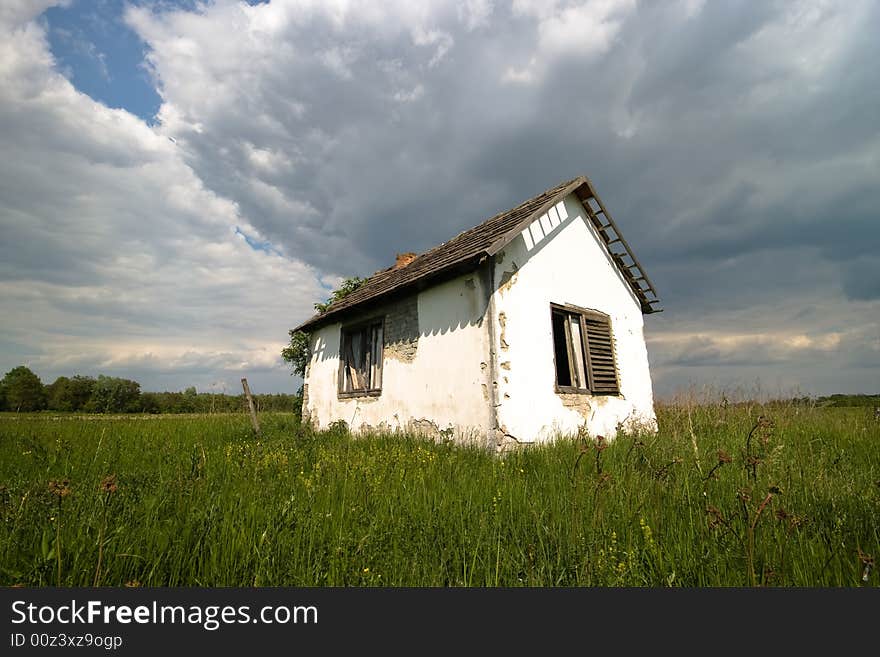 Small old house in the field