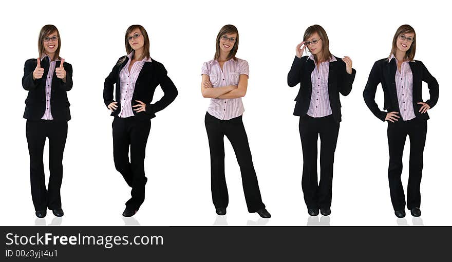 Young business girls over a white background