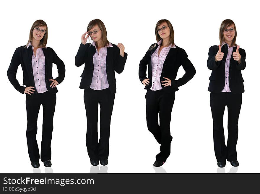 Young business girls over a white background