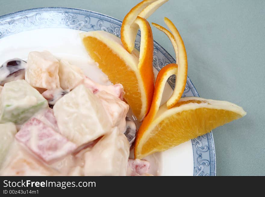 Appetizing salad on a plate. Close up