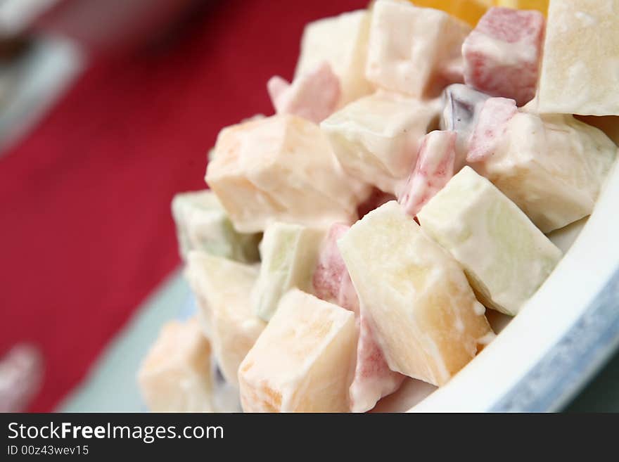 Appetizing salad on a plate. Close up