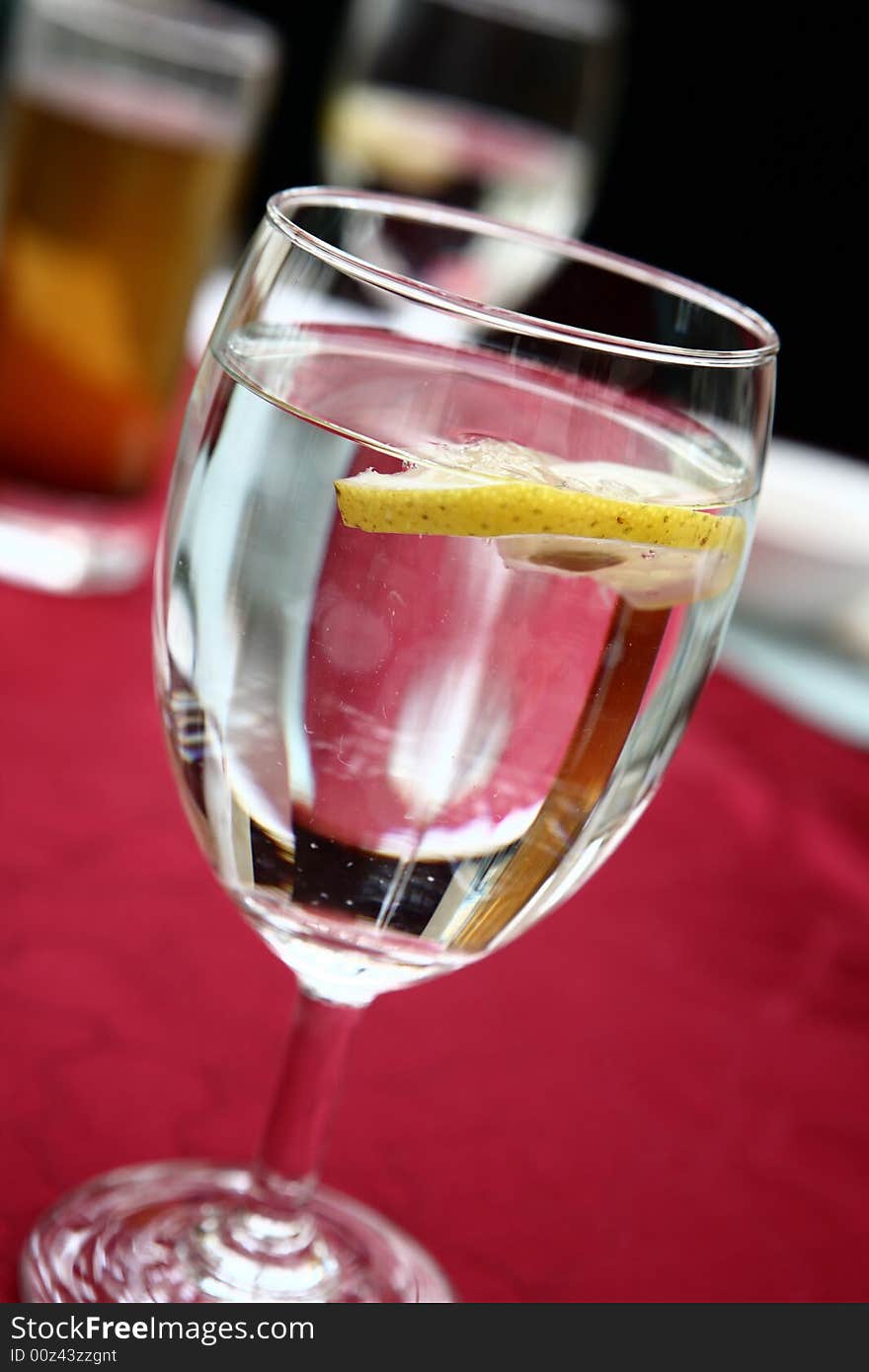 Piece of lemon in in Soda Water