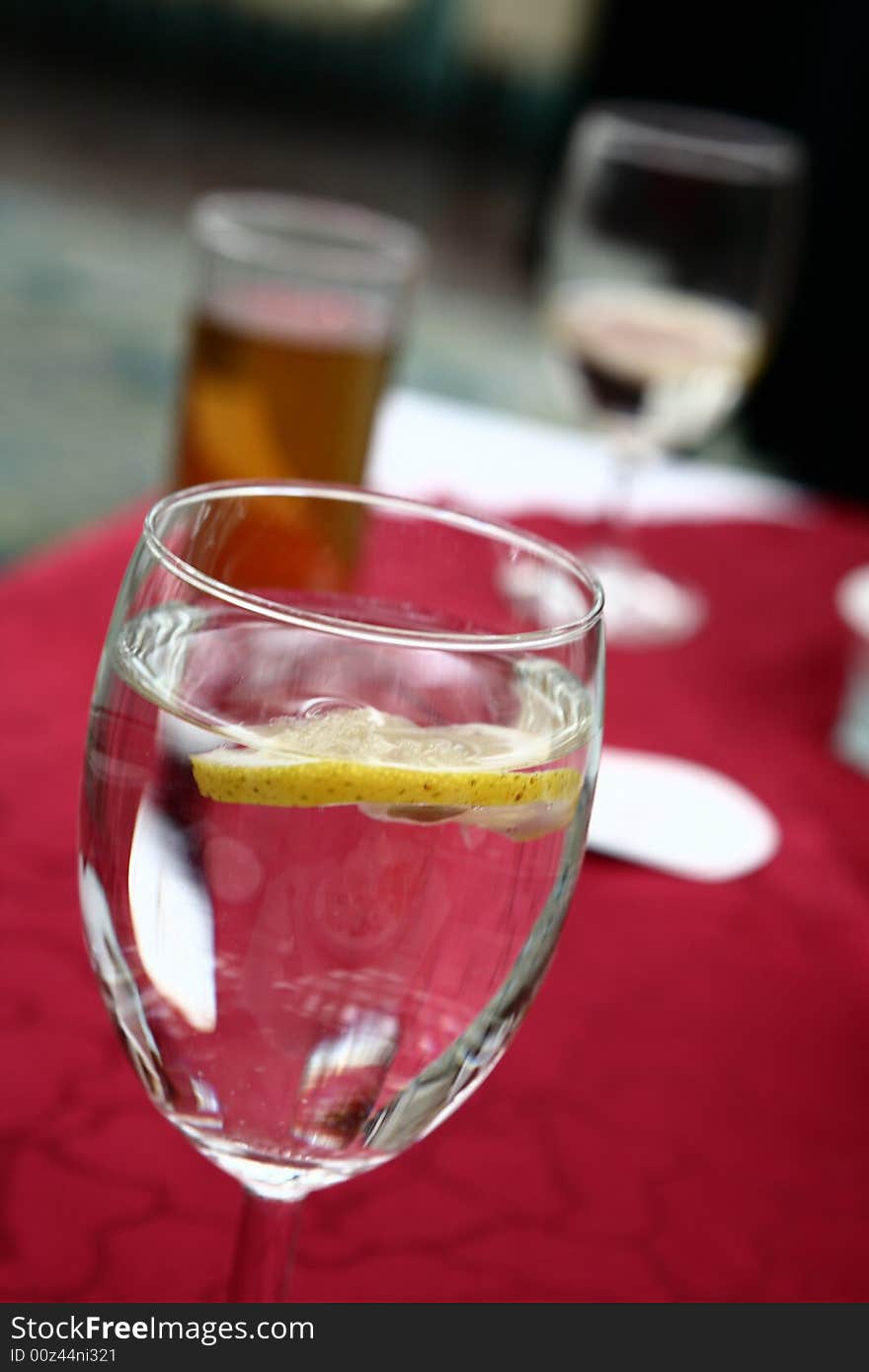 Piece of lemon in in Soda Water