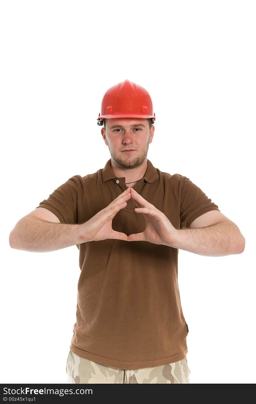 Casual worker on white background