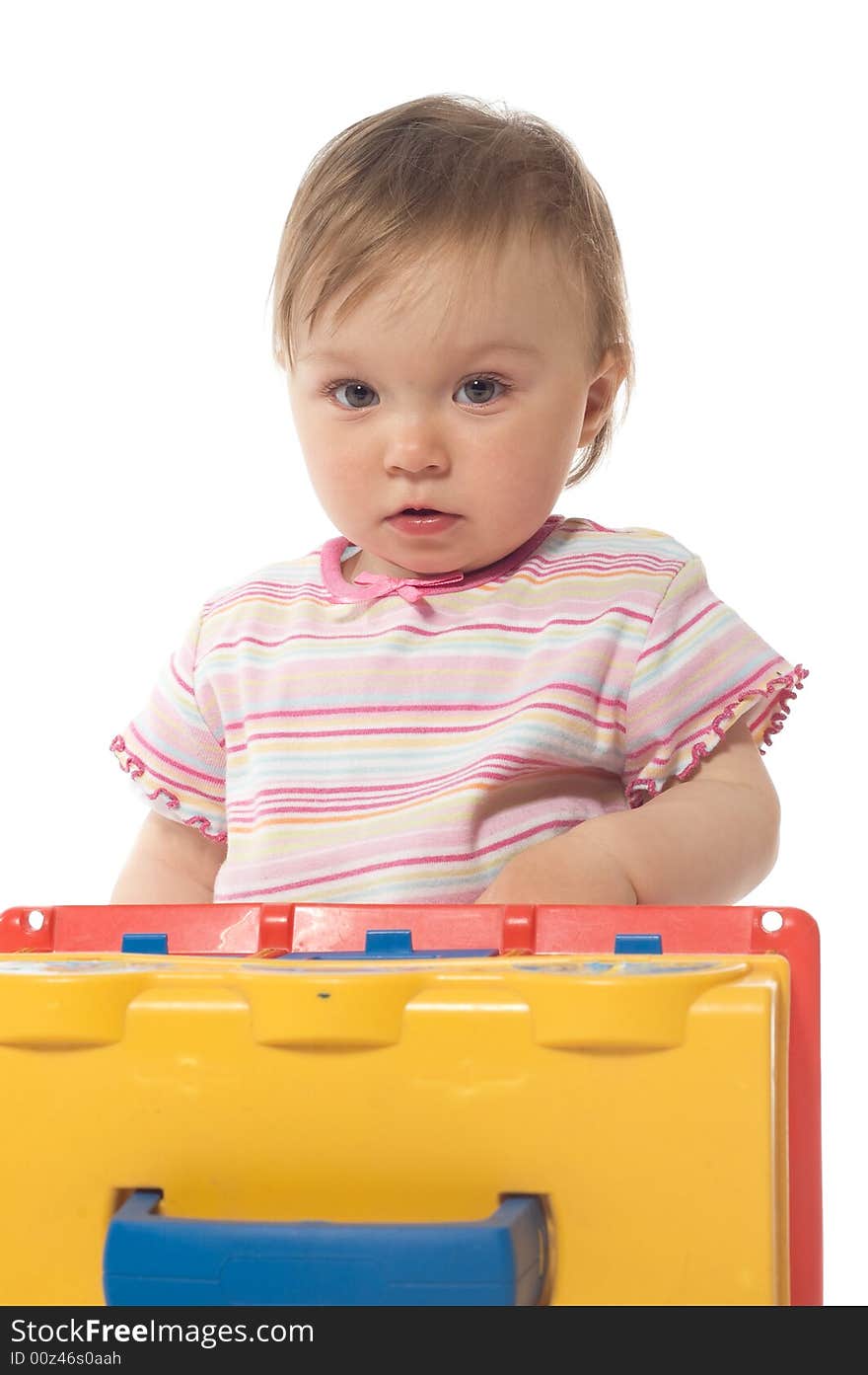 Sweet baby girl on white background. Sweet baby girl on white background