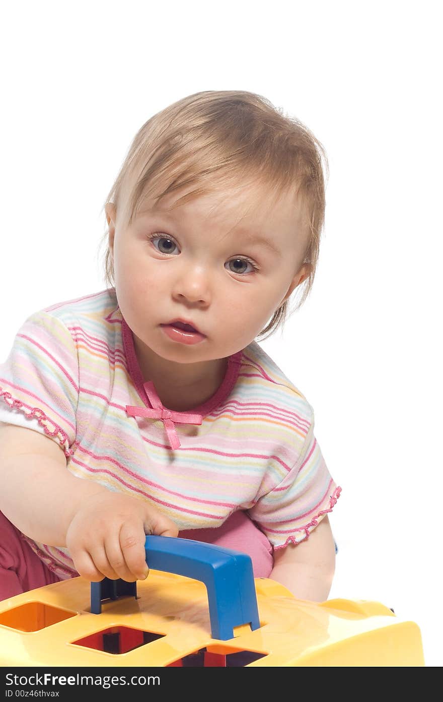 Sweet baby girl on white background. Sweet baby girl on white background