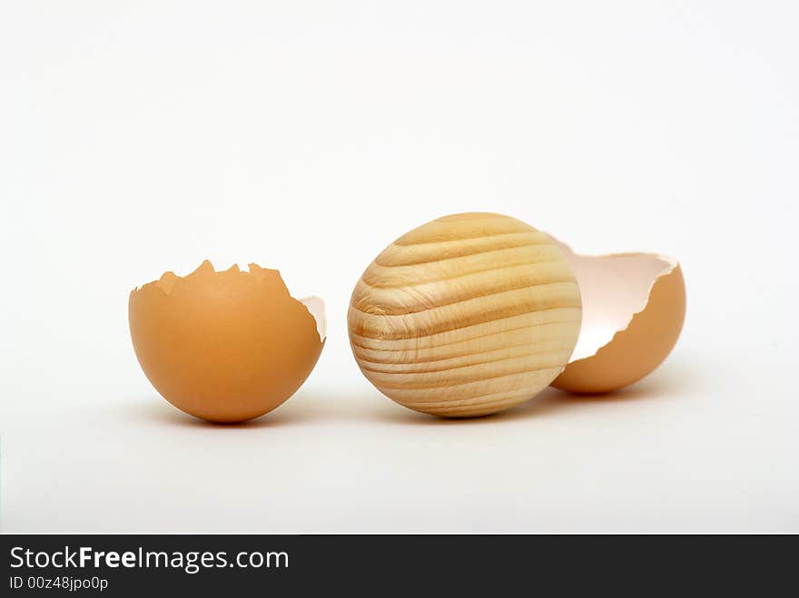 Egg-shell on white background