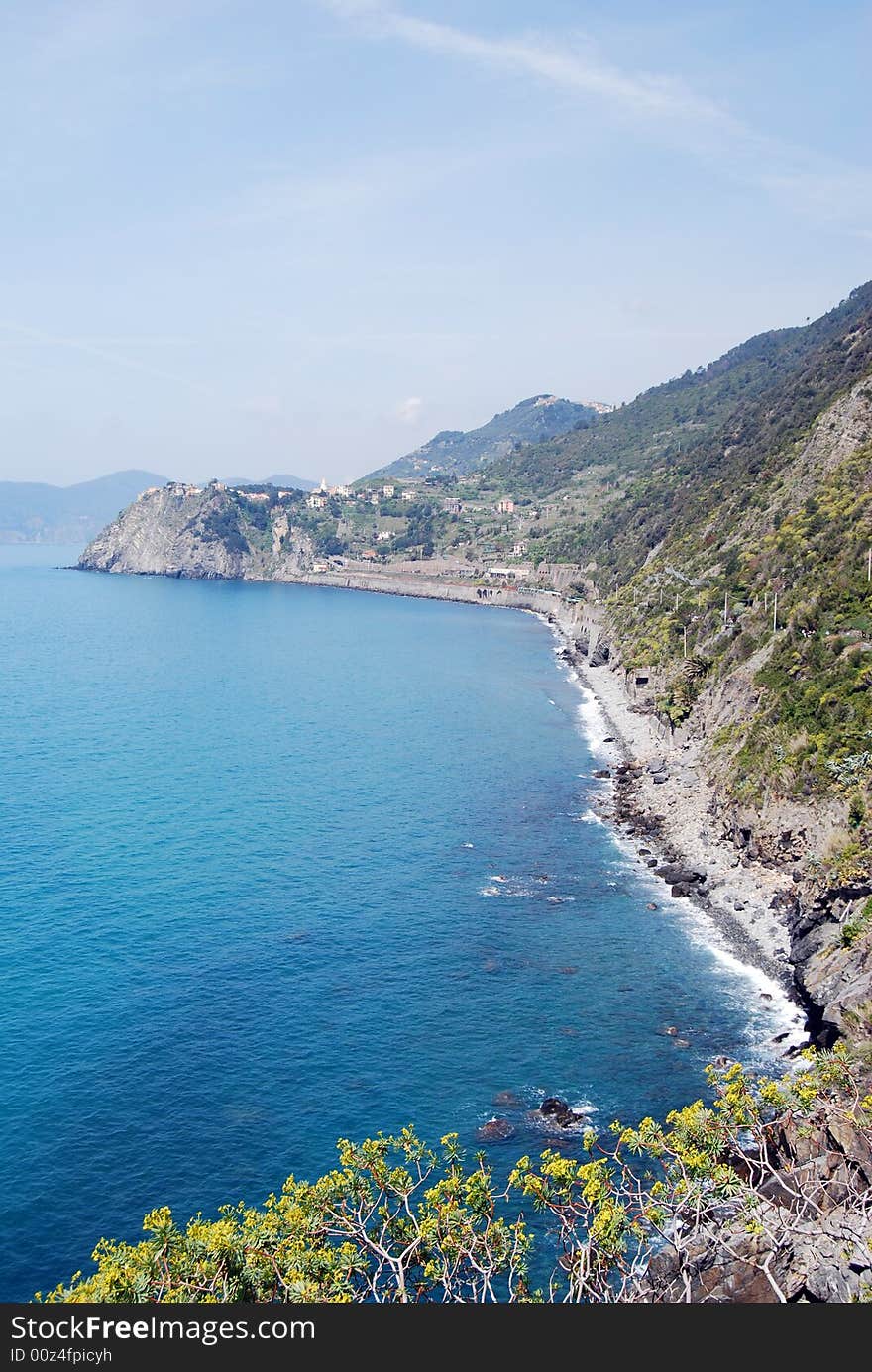 Blue and sea in the Cinque Terre in Liguria, Italy. Cinque Terre is humanity's world patrimony.