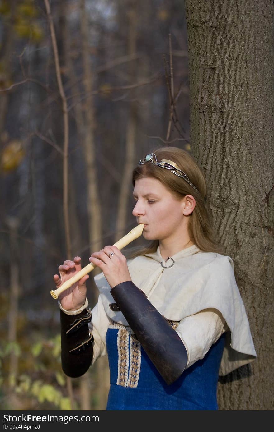 Portrait of the romantic girl in autumn forest. Portrait of the romantic girl in autumn forest