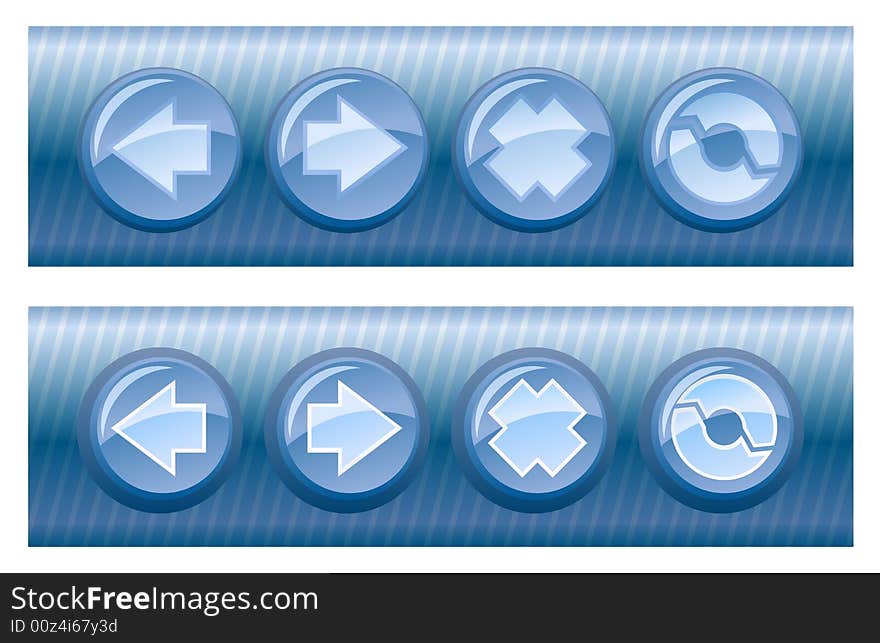 Set of vector browser buttons, on and off