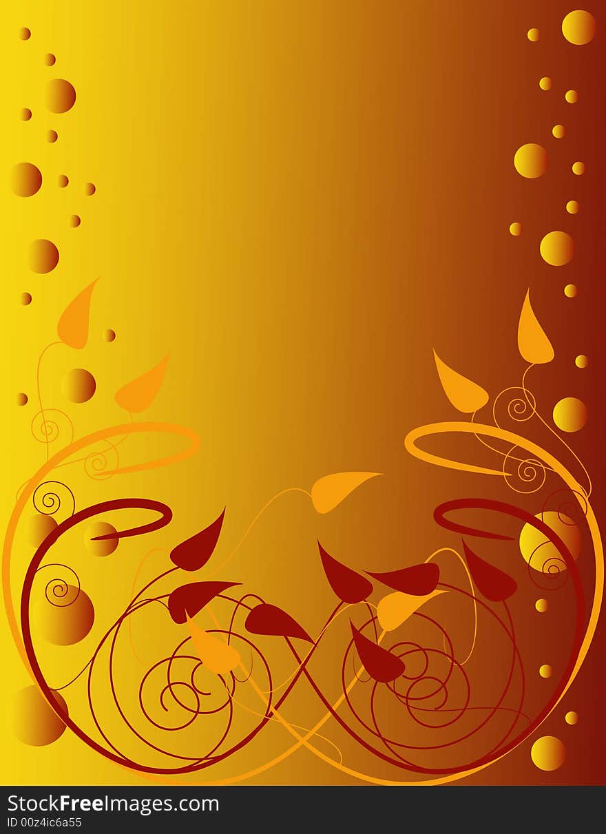 Leaves, Curls, and Spheres are Featured in an Abstract Background Illustration. Leaves, Curls, and Spheres are Featured in an Abstract Background Illustration.